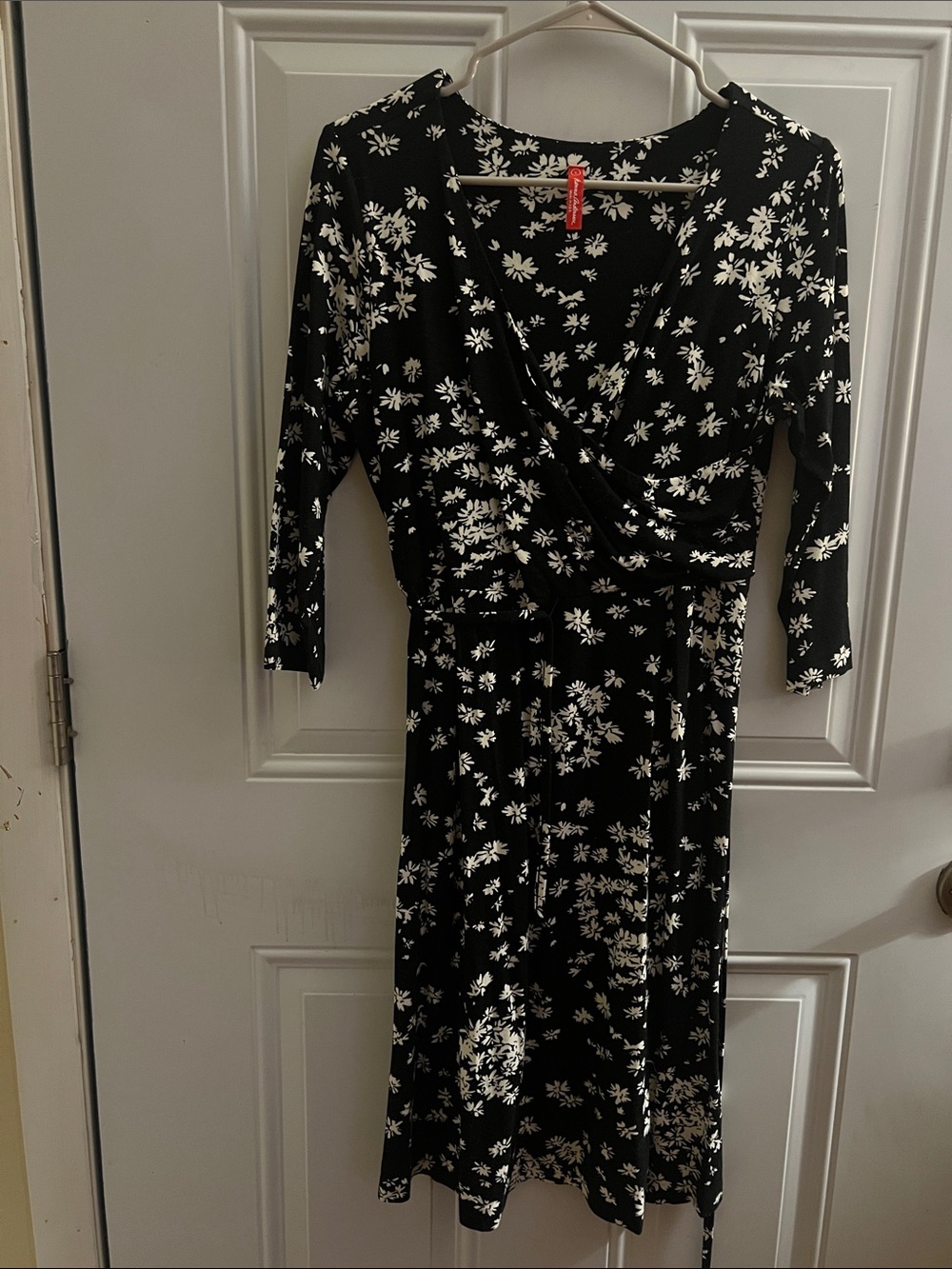 Nanette Lepore Black and White Floral Faux-Wrap Dress